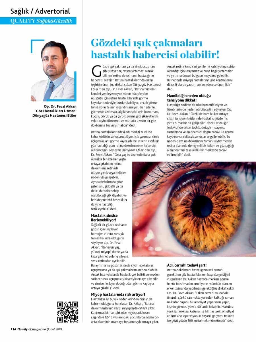 fevziakkan1 Dünyagöz Hastanesi Etiler ‘den Op. Dr. Fevzi Akkan 'gözde ışık çakmaları'nın altında yatan nedenleri anlattı