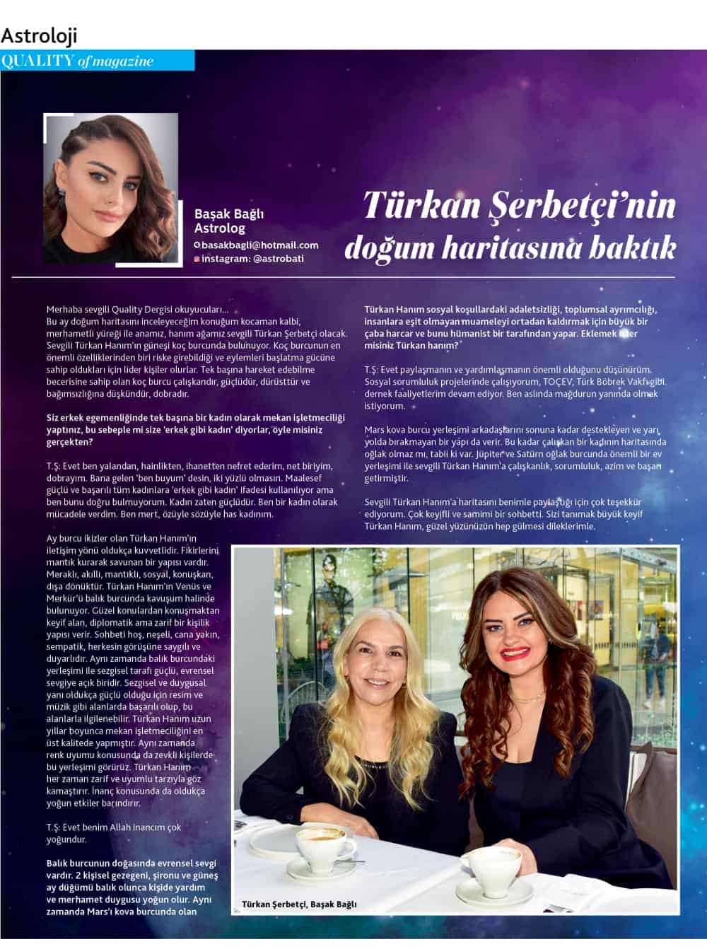 Ünlü astrolog Başak Bağlı, Hanım Ağa Türkan Şerbetçi'nin doğum haritasını Quality okurları için inceledi 3 basak turkan Ünlü astrolog Başak Bağlı, Hanım Ağa Türkan Şerbetçi'nin doğum haritasını Quality okurları için inceledi