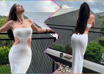 Melis Sezen sırt ve bel dekolteli elbisesiyle yine nefes kesti