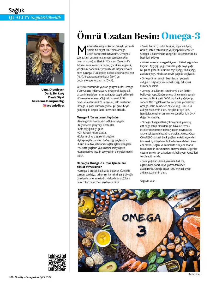 Uzman Diyetisyen Deniz Berksoy, ömrü uzatan besin dediği Omega-3'ü anlattı 4 denizberksoy omega3 Uzman Diyetisyen Deniz Berksoy, ömrü uzatan besin dediği Omega-3'ü anlattı