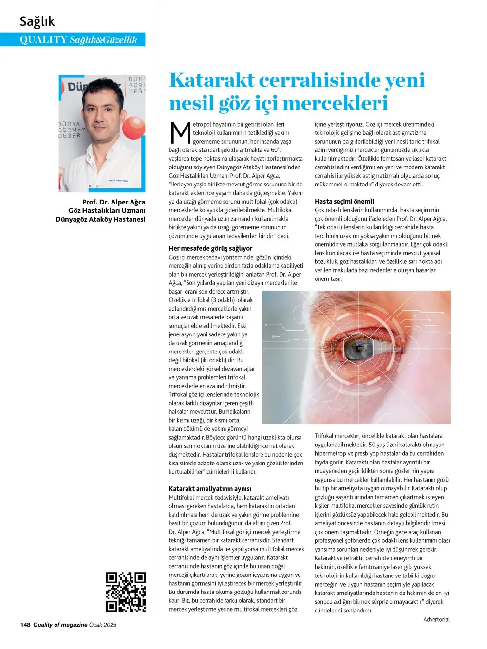 alper agc1 Prof. Dr. Alper Ağca, katarakt cerrahisinde yeni nesil göz içi mercekler ile ilgili merak edilenleri anlattı