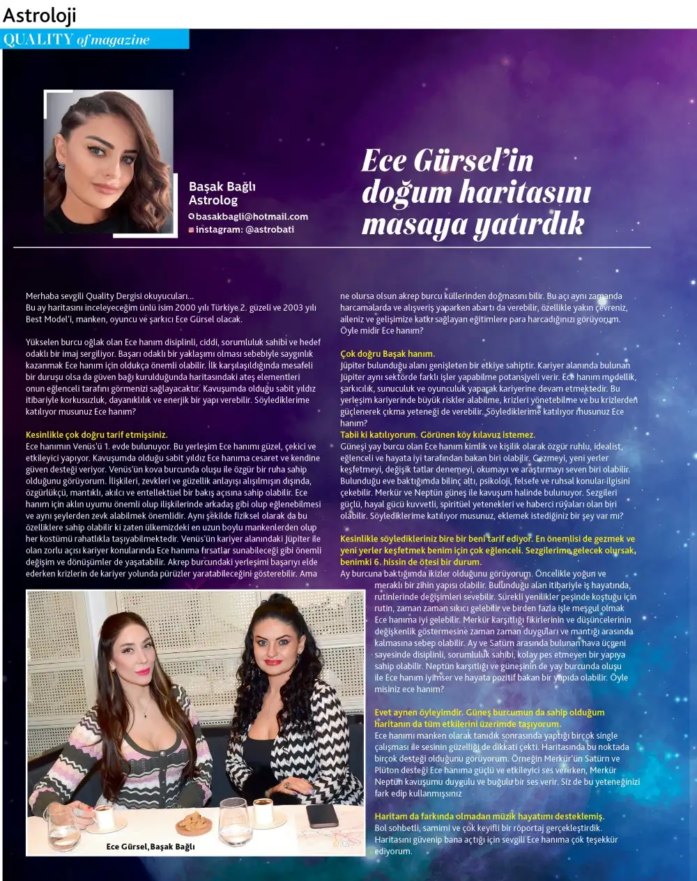 126 127 Astroloji 02 Astrolog Başak Bağlı ünlü manken Ece Gürsel'in doğum haritasını masaya yatırdı