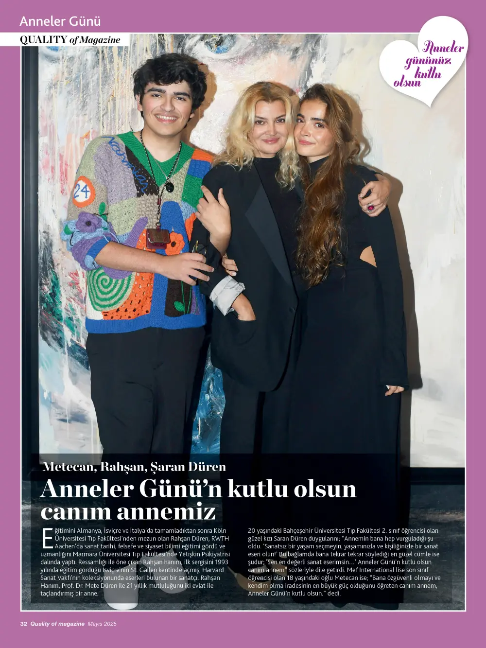 Quality of magazine'den çok özel 'Anneler Günü' dosyası 20 rahsan anneler Quality of magazine'den çok özel 'Anneler Günü' dosyası