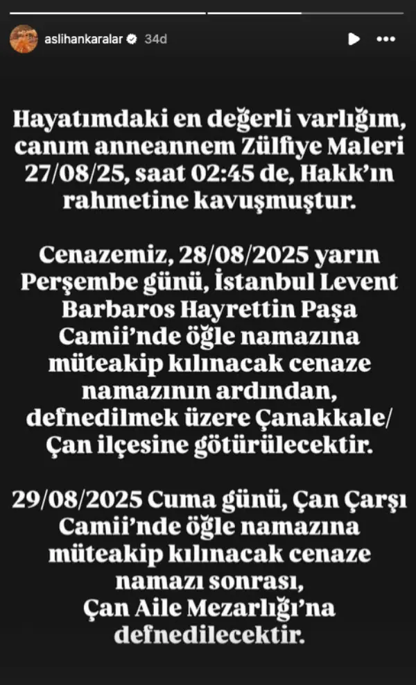 Güzel oyuncu Aslıhan Karalar'ın anneanne acısı 4 aslihanmesaj Güzel oyuncu Aslıhan Karalar'ın anneanne acısı