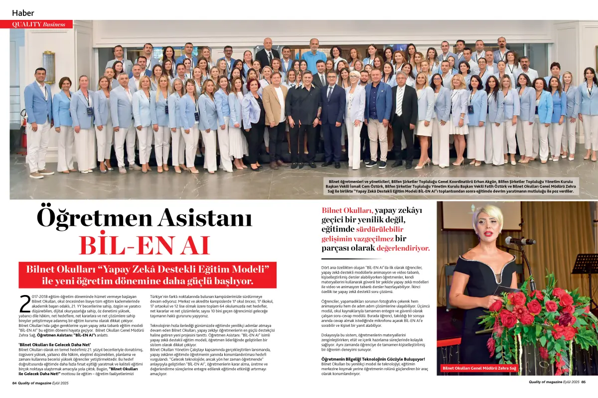 Bilnet Okullarında Öğretmen Asistanı: 'BİL-EN AI' dönemi başlıyor 6 zehra sag q2 Bilnet Okullarında Öğretmen Asistanı: 'BİL-EN AI' dönemi başlıyor