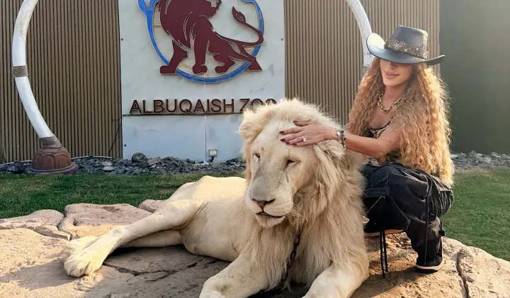 Pınar Kerimoğlu, Dubai'de aslan gezdirdi 5 Pınar Kerimoğlu, Dubai’de aslan gezdirdi