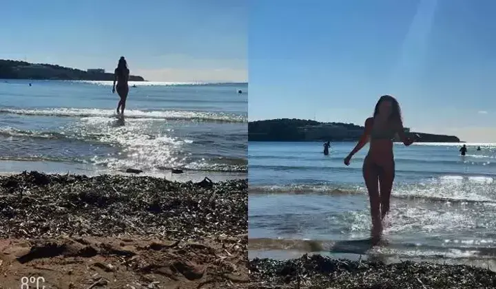 Soğuklara rağmen denize girdi 1 Soğuklara rağmen denize girdi