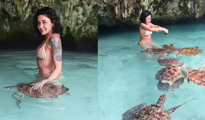 Melek Mosso’dan bikini şov