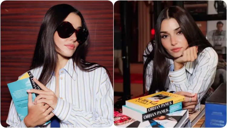 Hande Erçel defileye Orhan Pamuk eserleriyle katıldı 1 Hande Erçel defileye Orhan Pamuk eserleriyle katıldı