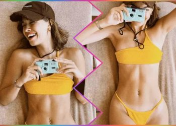 Afra Saraçoğlu’ndan sarı bikiniyle sere serpe pozlar