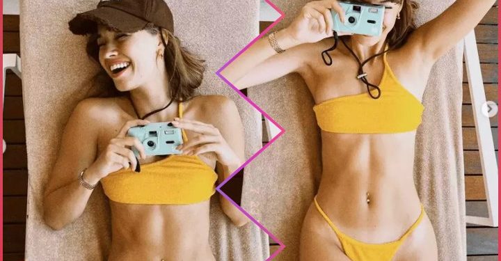 Afra Saraçoğlu’ndan sarı bikiniyle sere serpe pozlar