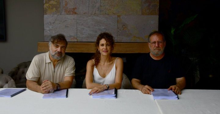 Oktay Kaynarca ve Ebru Özkan Saban, set öncesi bir araya geldiler