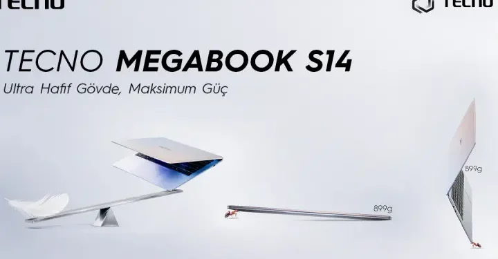 Tecno Megabook S14 ağırlığı ve inceliğiyle dikkat çekiyor